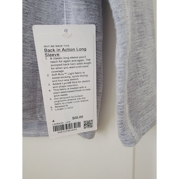 Lululemon BACK IN ACTION Long Sleeve RULU Jacquard Athleisure Shirt Women's 4 - Picture 8 of 9
